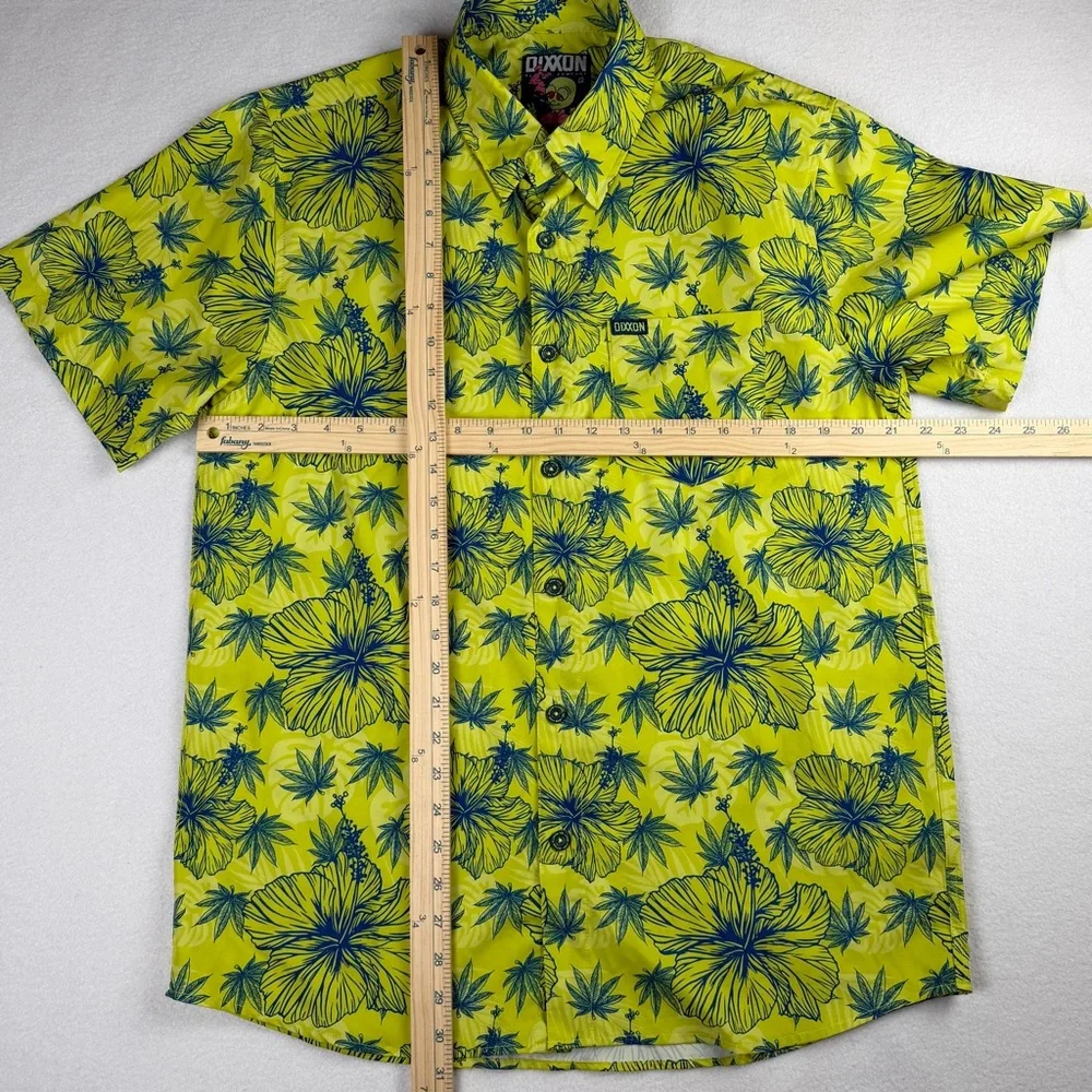Dixxon Men's Maui Waui Short Sleeve Party Shirt Hibiscus‎ Green Medium